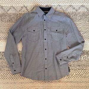 Men's Long-Sleeve Button-Up Double Pocket Shirt - Light Gray